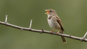 En liten fugl med et vakkert fjærdrakt, sittende på en gren, synger en vakker sang.