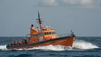 En livbåt på havet med mennesker ombord