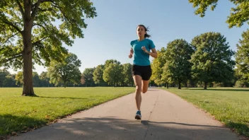 En person som jogger i en park med moderat tempo.