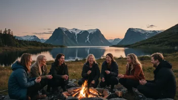 En gruppe mennesker som har det gøy sammen i en vakker utendørs setting.