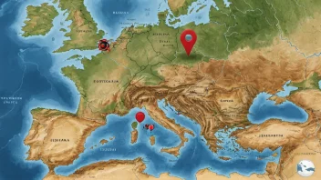 En visuell representasjon av begrepet sydeuropeisk, som fremhever de kulturelle og geografiske aspektene ved Sør-Europa.