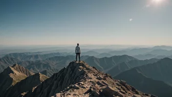 En person som står på toppen av et fjell med en klar utsikt, symboliserer visshet og klarhet.