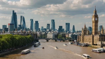 Themsen, en historisk og kulturelt viktig elv i Sørøst-England, som renner gjennom byen London.