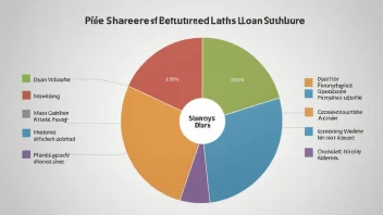 En kakediagram som viser ulike utlånsandeler i en finansieringsstruktur.