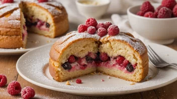 En appetittlig bilde av en farsert kake, som viser blandingen av ingredienser som brukes i fyllingen.