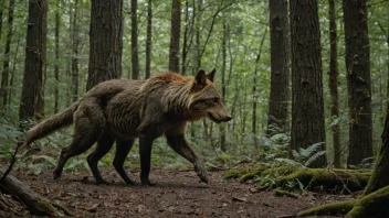 Et dyr beveger seg gjennom en skog, dets sti uforutsigbar og svingete.