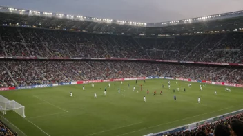 Et fotballstadion med to nasjonale lag som spiller en treningskamp.