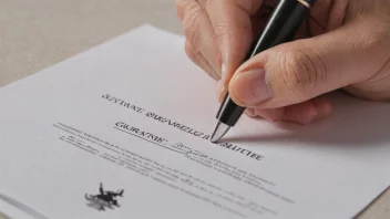 En person som signerer en kontrakt med en garanti-stempel i bakgrunnen, som symboliserer garantiforpliktelsen