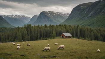 Et fredelig og idyllisk landskap av norsk utmark, som viser naturens skjønnhet og viktigheten av god arealforvaltning.