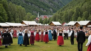 En levende bygdefest i Norge med tradisjonell mat, musikk og dans.