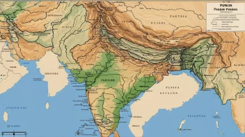 Et kart over Punjab-regionen, som viser dens rike kulturelle arv og historiske landemerker.