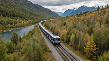 Et tog på Alnabanen jernbanestrekning i Norge.