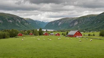 En idyllisk gård på den norske landsbygda