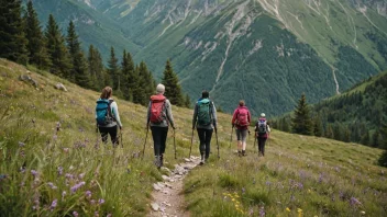 En gruppe mennesker på tur i fjellet, som nyter landskapet og hverandres selskap.