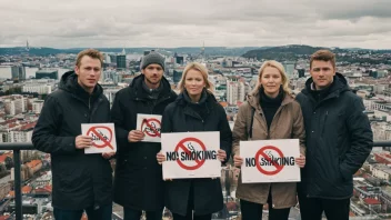 En gruppe antirøkere som protesterer i en by.