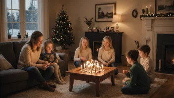 En familie sammenkomst med en morbror som leker med sine nieser og nevøer.