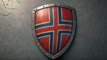 En beskyttende barriere eller skjold med et norsk flagg i bakgrunnen, som symboliserer beskyttelse og sikkerhet.