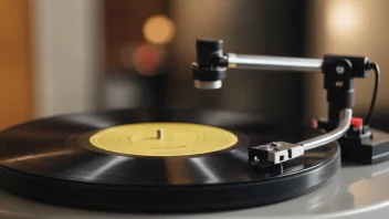 En enkelt vinylplate på en platespiller, som representerer en singleutgivelse