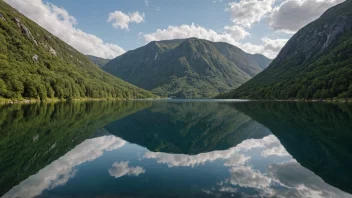 En vakker innsjø i Norge med en fredelig atmosfære.