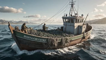 Et bilde av en fiskebåt med et nett fullt av fisk, som viser viktigheten av bifangstkvoter i bærekraftig fiske.