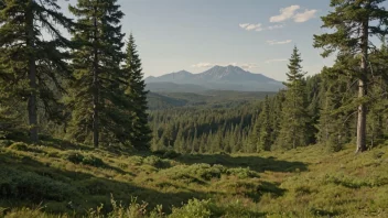 Et Skåbus-landskap med tett skog og vegetasjon.