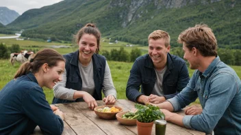 Unge bønder i Norge samlet rundt et bord