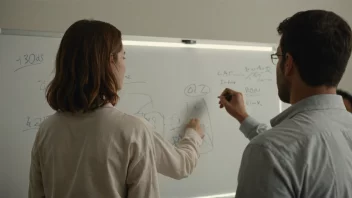 En person som fremhever et spesifikt punkt på en whiteboard, med et sterkt lys som skinner på det.