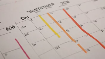 Et bilde av en kalender eller planlegger med en spesifikk periode i tid fremhevet.