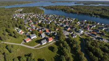 En liten bygd omgitt av fjell og skog