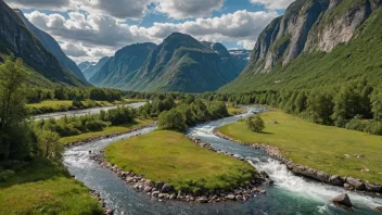 En vakker dal i Norge med en fredelig atmosfære