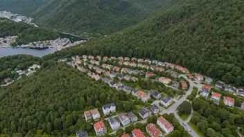 Flyfoto av Sandsli, et boligområde i Bergen