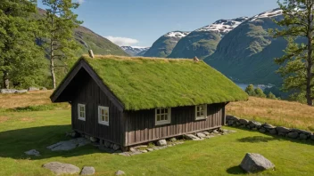 En tradisjonell norsk ambaren i et naturskjønt landskap.