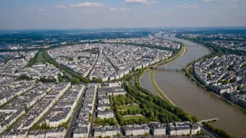 Byen Bonn i Tyskland, beliggende på bredden av Rhinen.