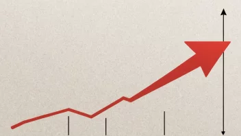 En illustrasjon av en graf som viser en økning i volum, med en rød pil som peker oppover.