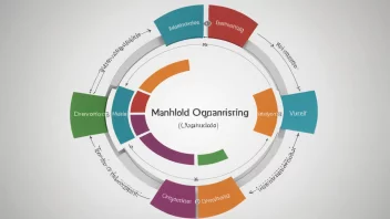 En illustrasjon av en modell eller ramme med seksjoner merket 'mål', 'innhold', 'vurdering' og 'organisering' i en sirkulær eller sammenhengende struktur, som representerer en læreplanmodell.