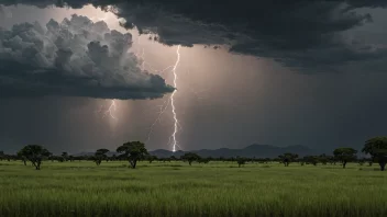 Et fredelig landskap med en antydning av en forestående storm, som representerer den kraftige lyden av 'buldra'.