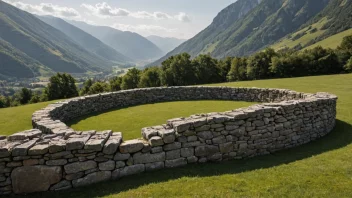 En stein-struktur i et naturlig landskap