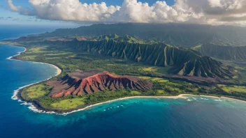 En fantastisk utsikt over Hawaii-øyene fra oven, som viser deres naturskjønne skjønnhet.