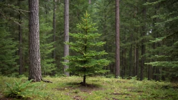 En ung gran i en skog.