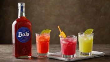 En flaske Bols og et glass Bols-drikke