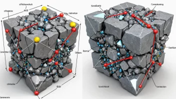 En illustrasjon av en anisotropisk transformasjon i et metall eller mineral.