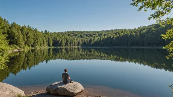 Et fredelig landskap med en person som nyter stillheten i naturen.