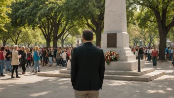 Et minnesmerke eller monument i en offentlig plass, som tjener som en påminnelse om en viktig person eller hendelse.