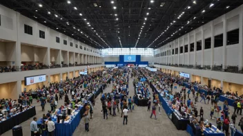 Et konferansesenter med mennesker som deltar på en messe