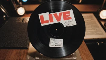 En vinylplate med en live musikk-etikett