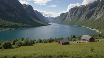 Et malerisk landskap av Alhusstrands, et spesifikt geografisk sted i Norge