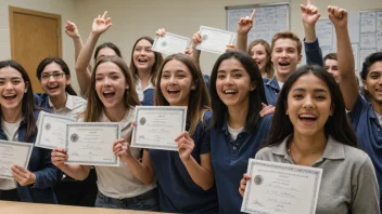 En gruppe studenter som feirer sin avgang