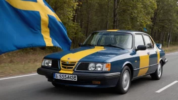 En Saab bil med et svensk flagg