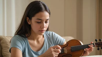 En person som er opptatt med en hobby, som å lese en bok eller spille et musikkinstrument, med et fokusert uttrykk.