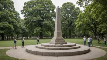 Et stort steinmonument i en bypark.